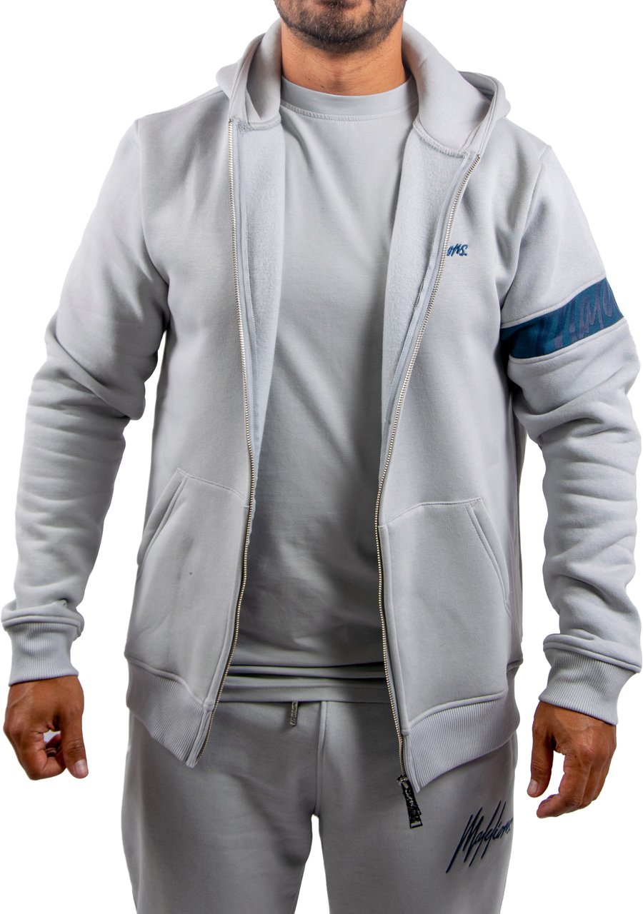 Malelions Malelions Men Captain Zip Hoodie Grijs