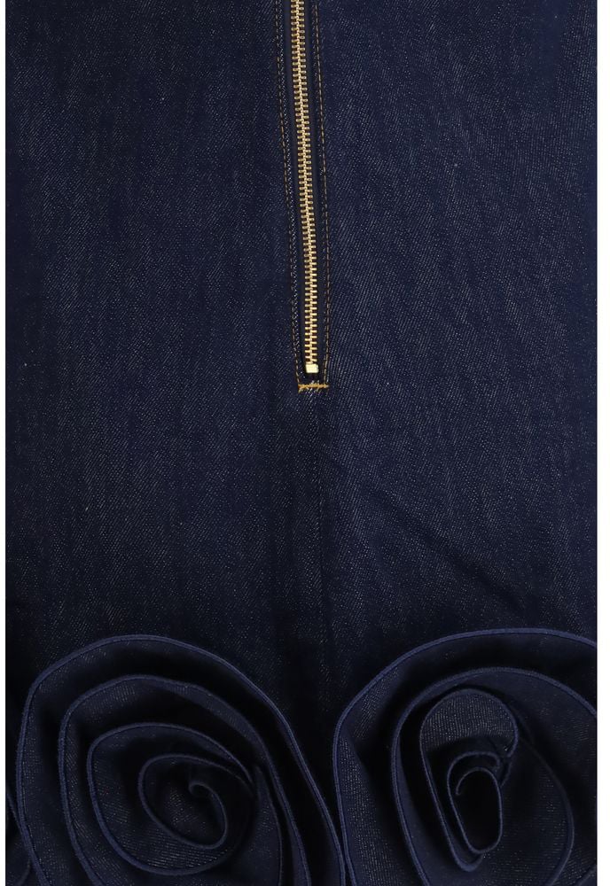 Self-Portrait Self-Portrait Blue Cotton Casual Dress Blauw