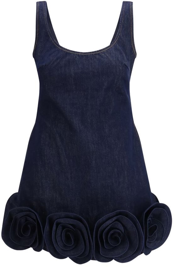 Self-Portrait Self-Portrait Blue Cotton Casual Dress Blauw