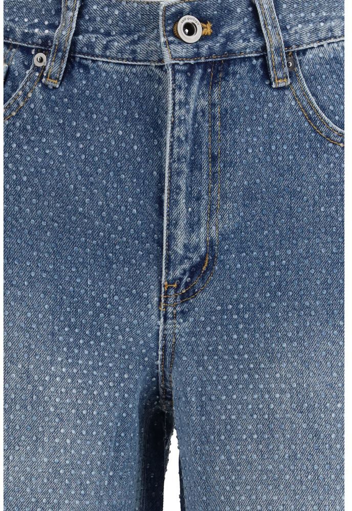 Self-Portrait Self-Portrait Blue Cotton Straight-Leg Jeans Blauw