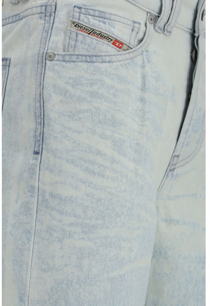 Diesel Diesel Blue Cotton Straight-Leg Jeans Blauw