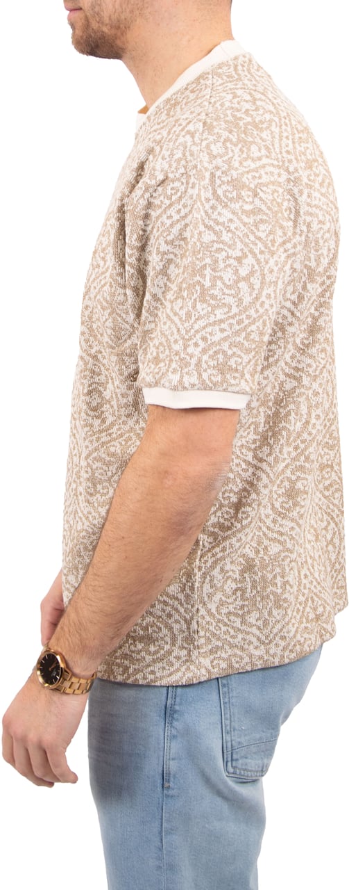 Pure Path Jacquard Pattern T-Shirt Beige