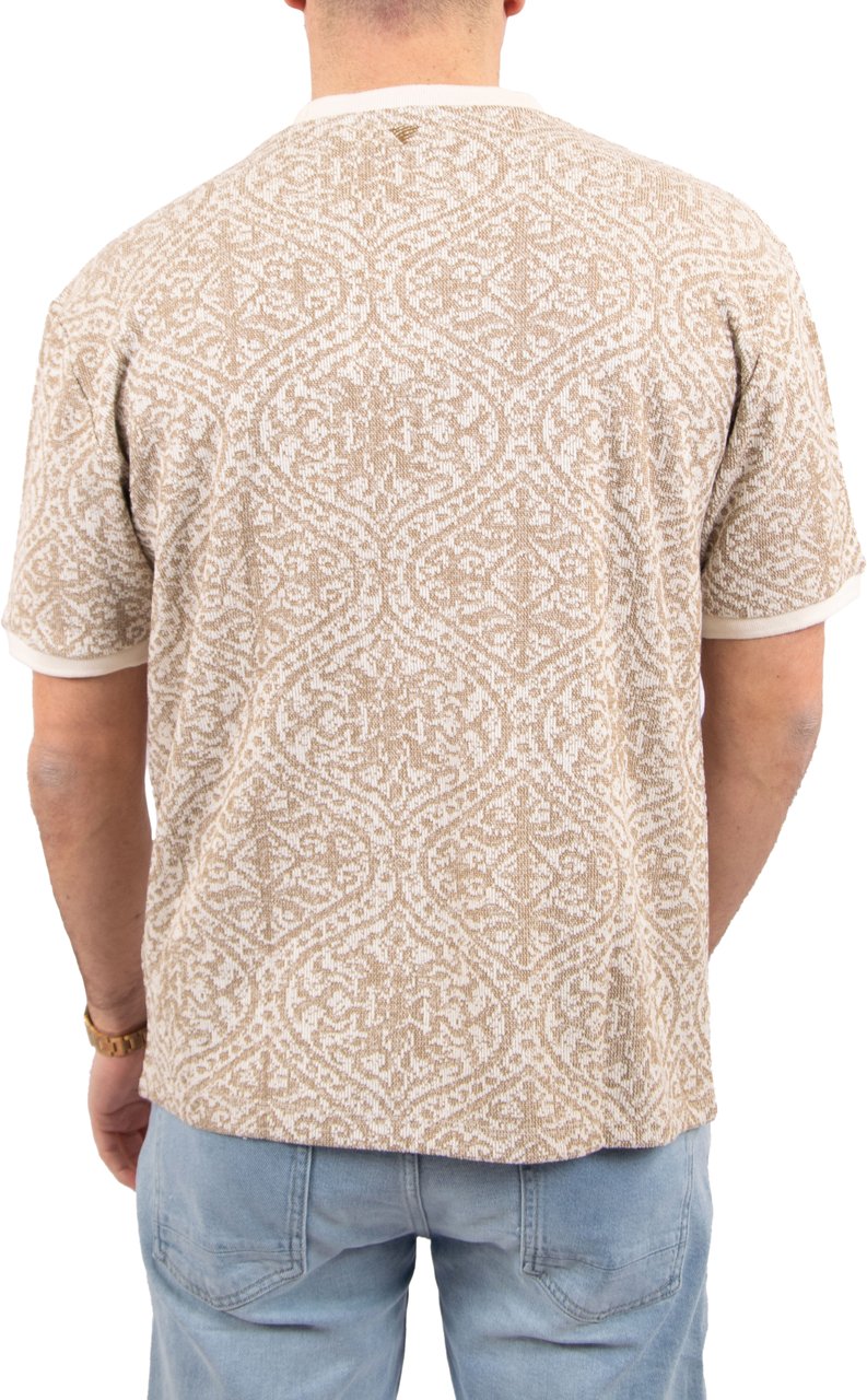 Pure Path Jacquard Pattern T-Shirt Beige