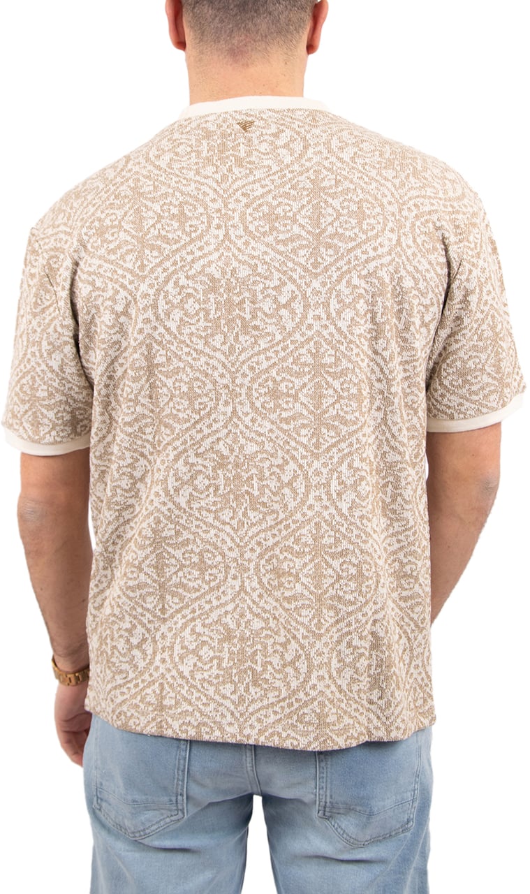 Pure Path Jacquard Pattern T-Shirt Beige
