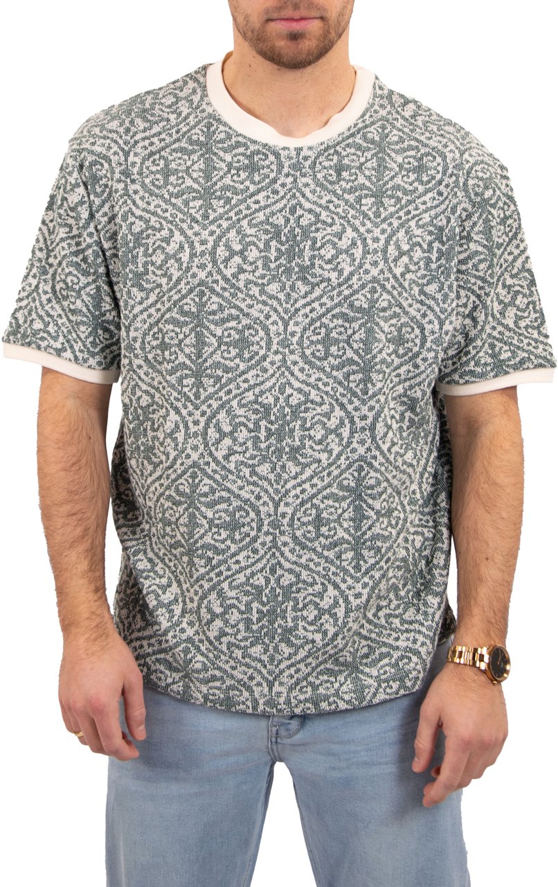 Pure Path Jacquard Pattern T-Shirt Groen