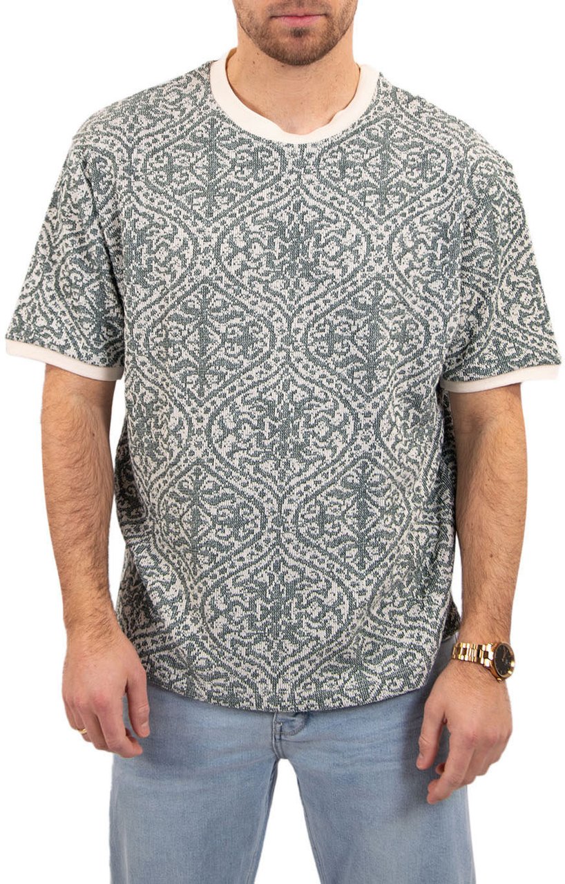 Pure Path Jacquard Pattern T-Shirt Groen