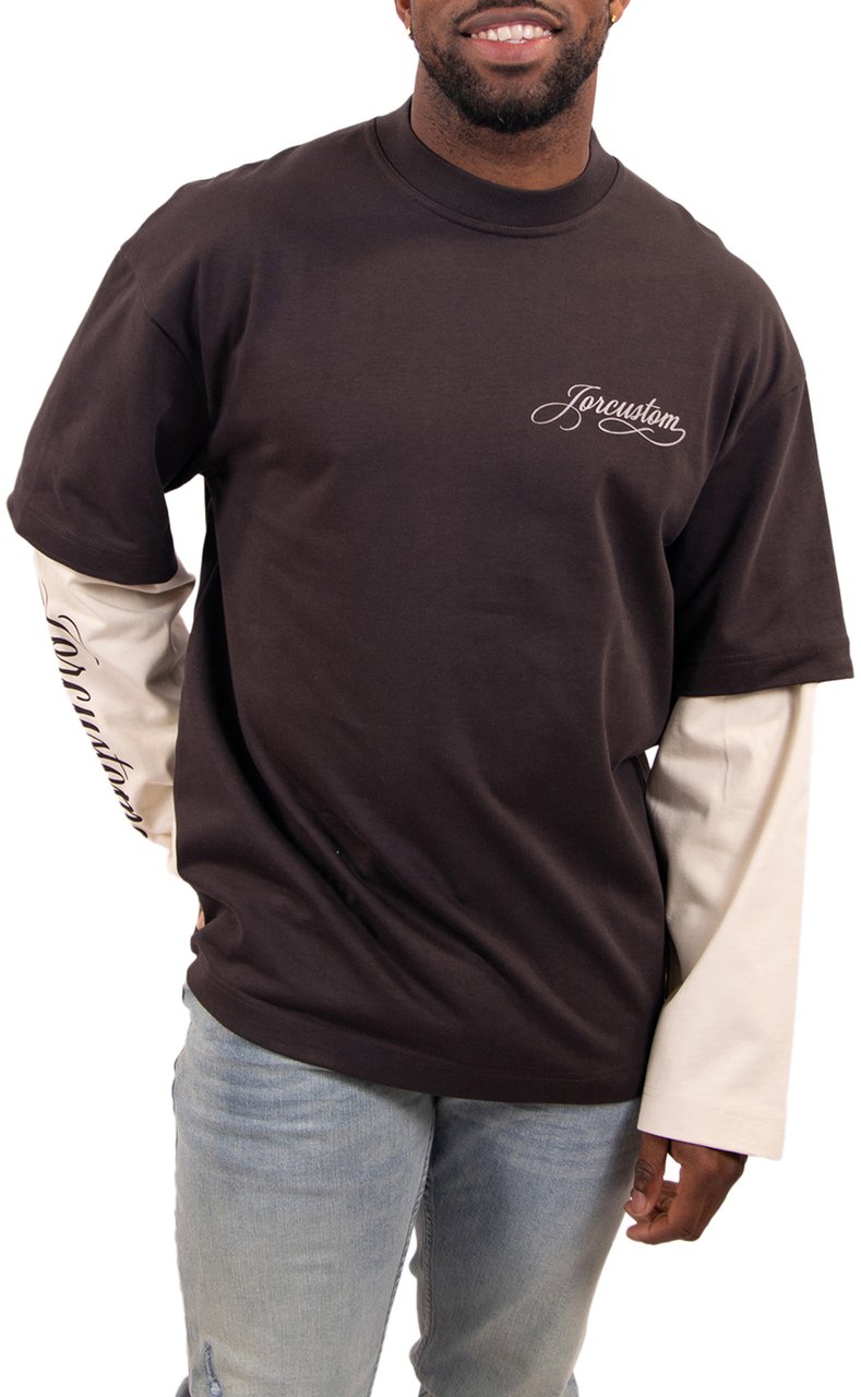 JORCUSTOM Handscript Double Layered Longsleev Bruin
