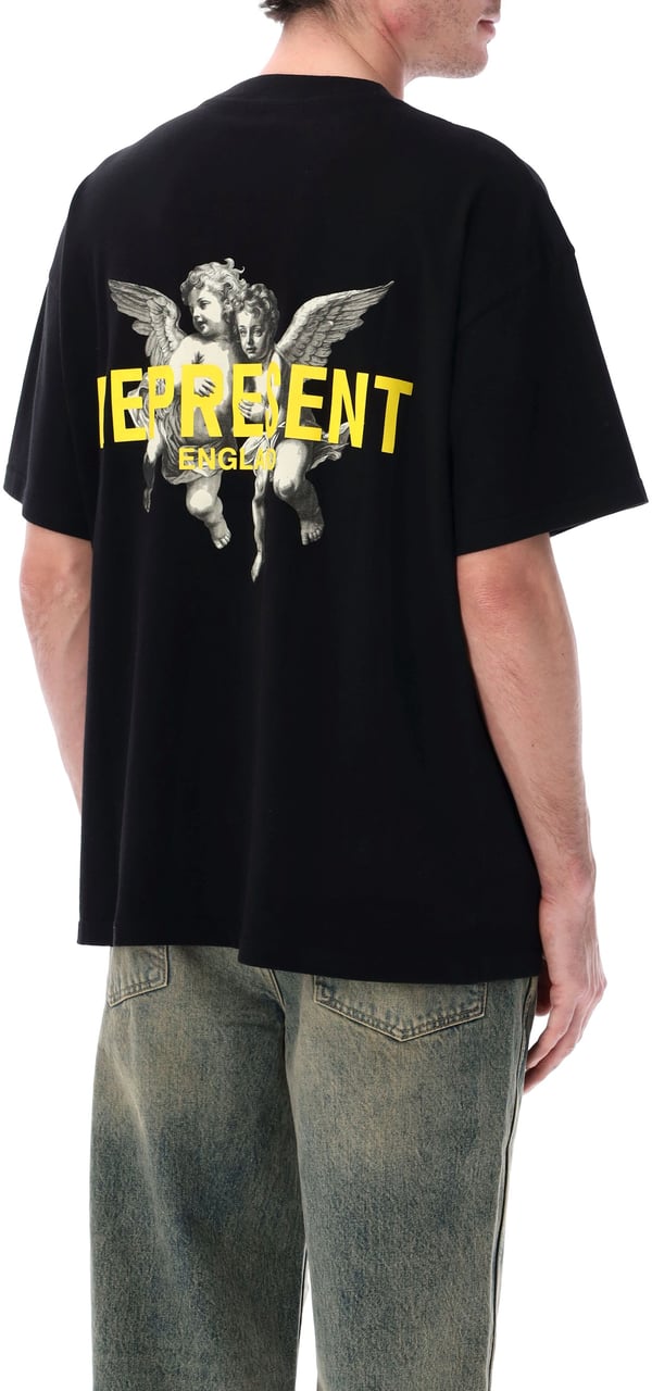Represent Represent T-Shirt Nera con Logo Cherubini Zwart