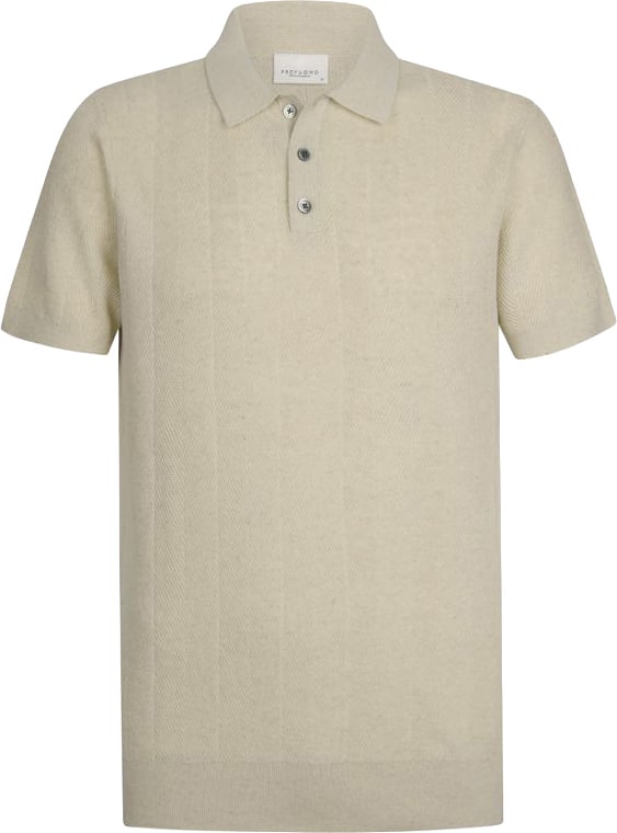 Profuomo Offwhite katoen linnen polo Beige
