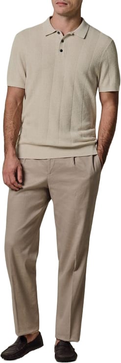 Profuomo Offwhite katoen linnen polo Beige