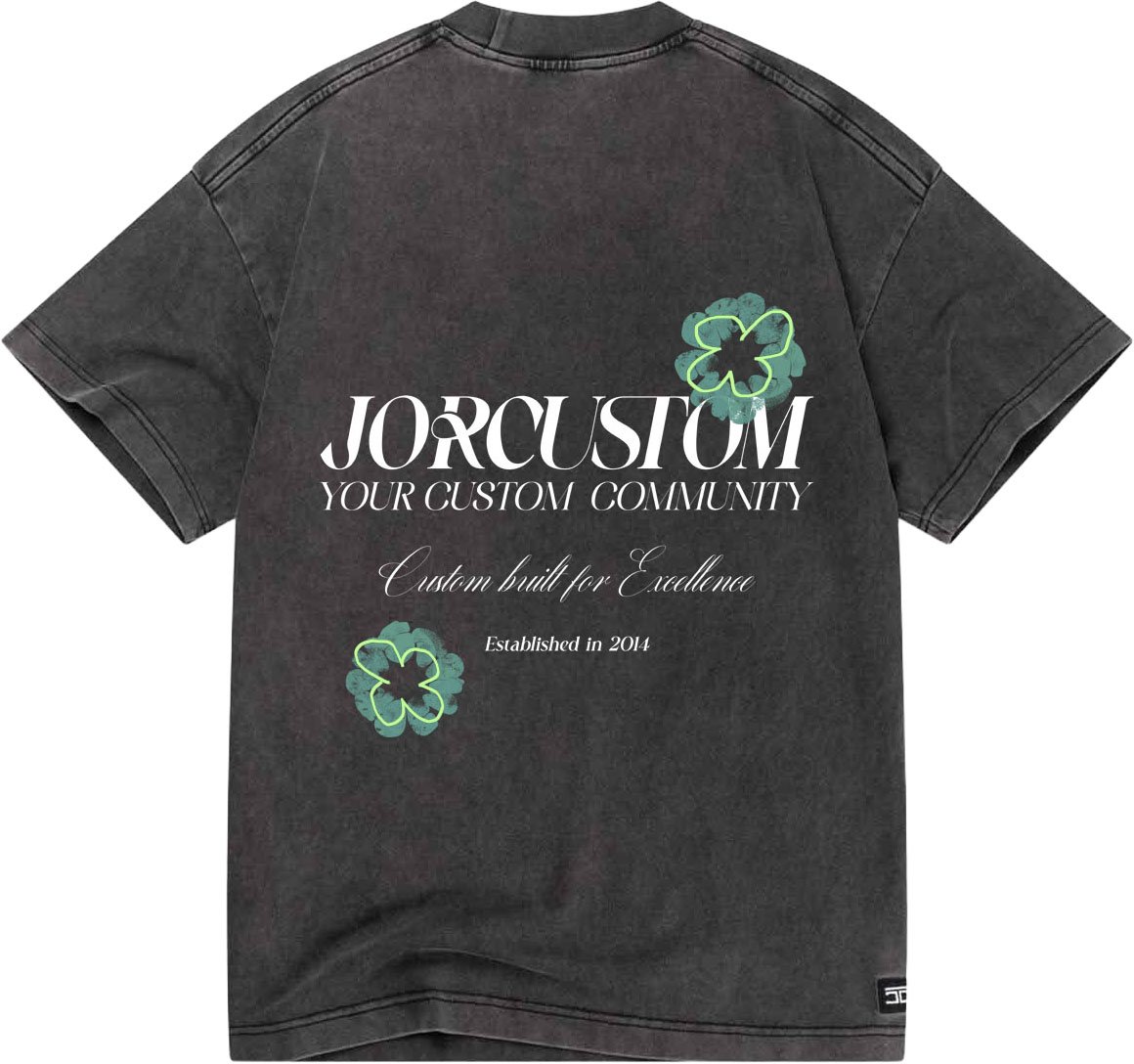 JORCUSTOM Flowers Loose Fit T-Shirt AcidGrey Grijs