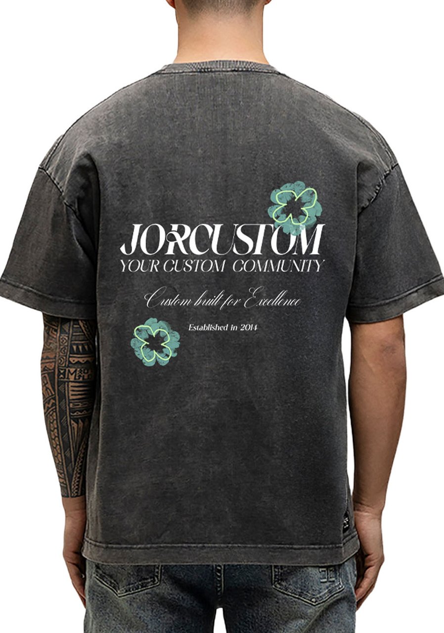 JORCUSTOM Flowers Loose Fit T-Shirt AcidGrey Grijs