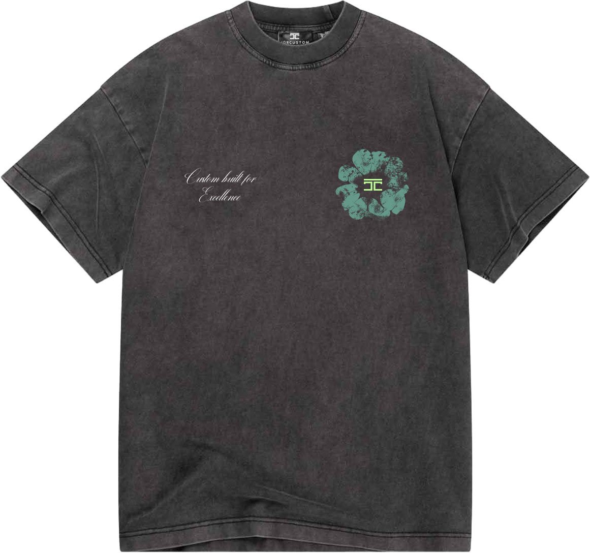 JORCUSTOM Flowers Loose Fit T-Shirt AcidGrey Grijs