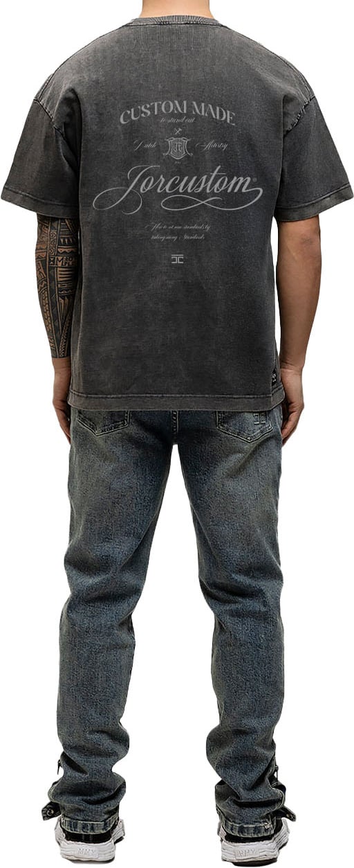 JORCUSTOM Handscri Loose Fit T-Shirt AcidGrey Grijs