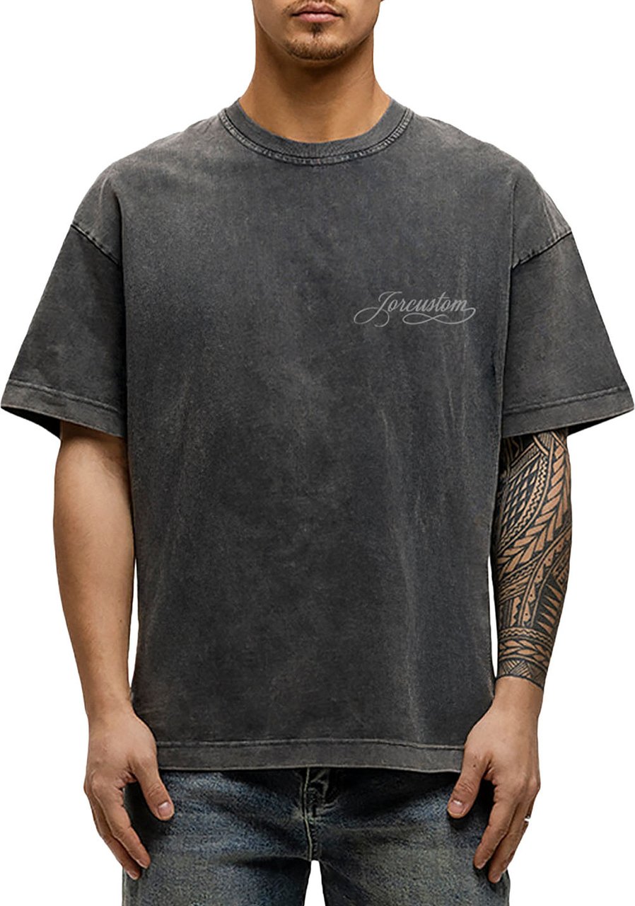 JORCUSTOM Handscri Loose Fit T-Shirt AcidGrey Grijs