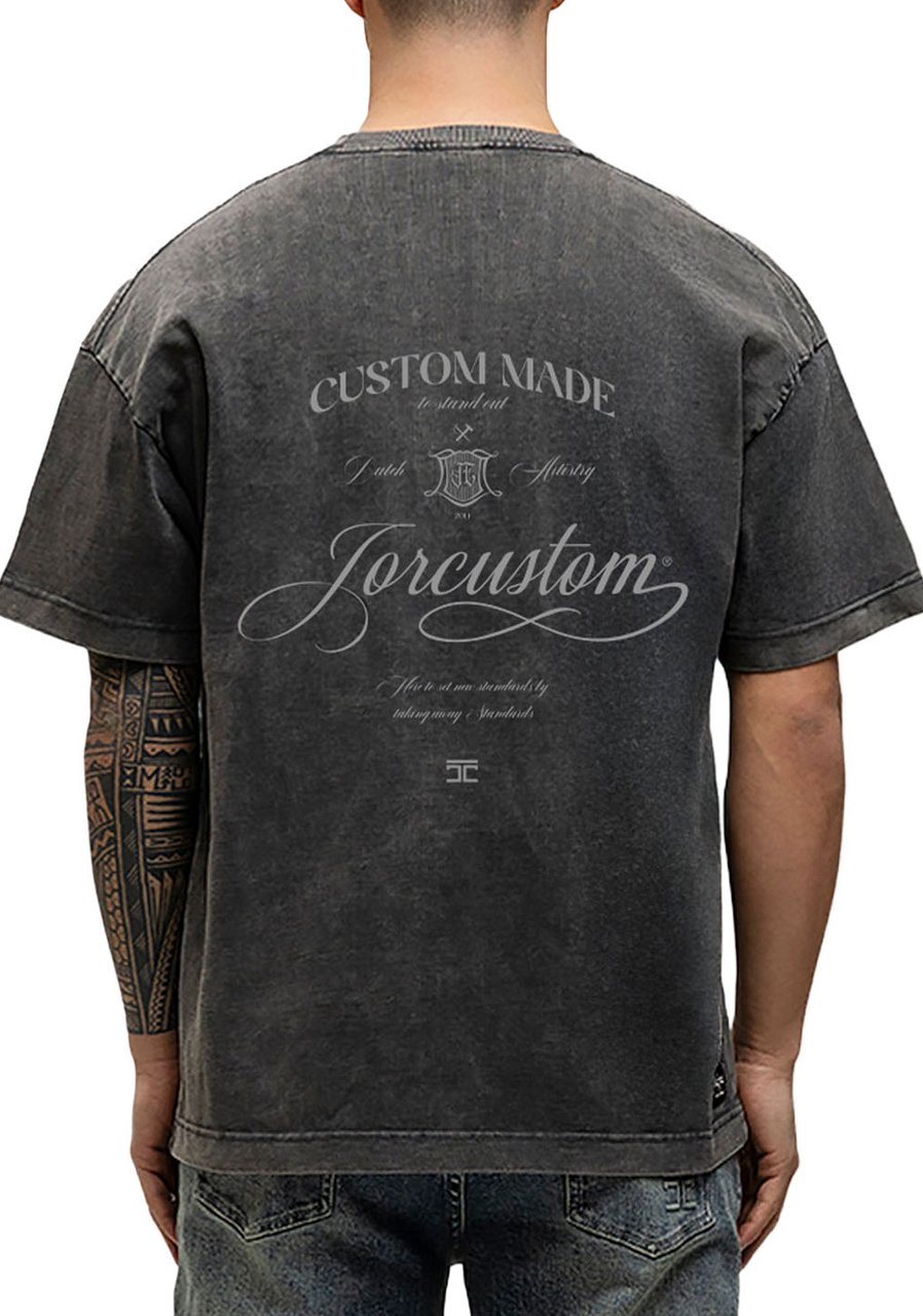 JORCUSTOM Handscri Loose Fit T-Shirt AcidGrey Grijs