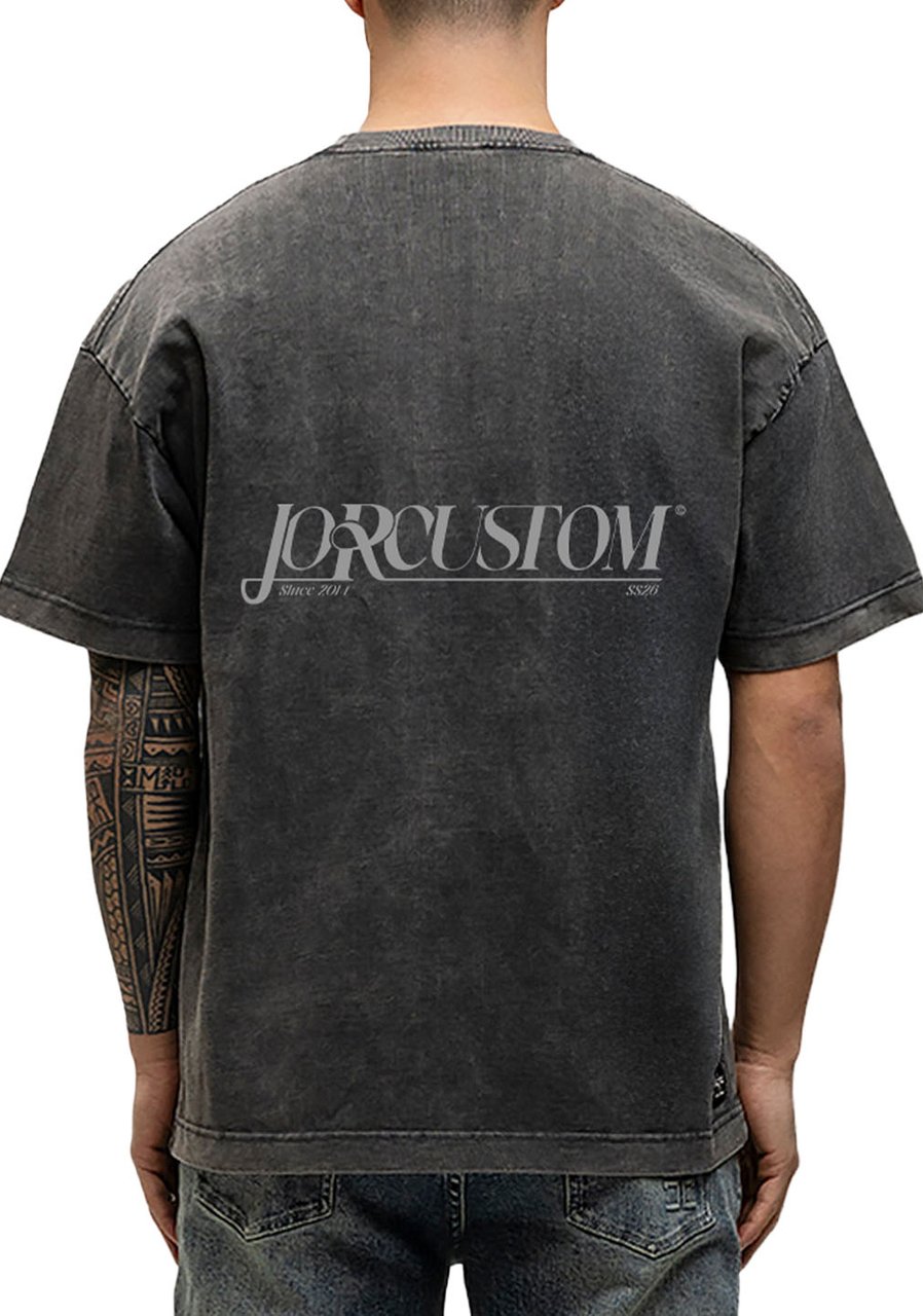 JORCUSTOM Script Loose Fit T-Shirt AcidGrey Grijs