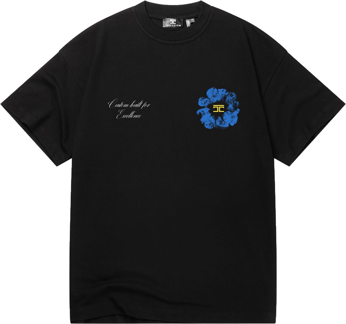 JORCUSTOM Flowers Loose Fit T-Shirt Black Zwart
