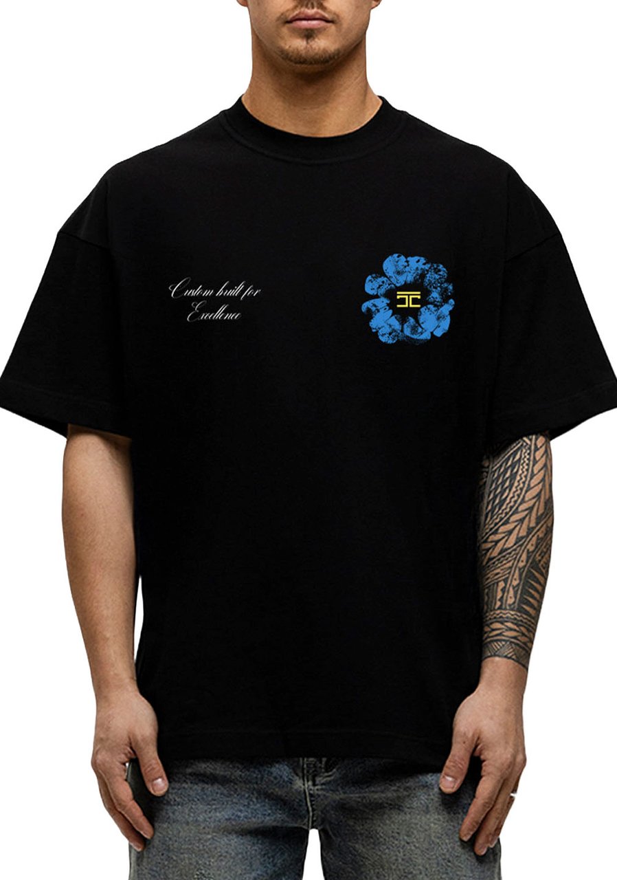 JORCUSTOM Flowers Loose Fit T-Shirt Black Zwart