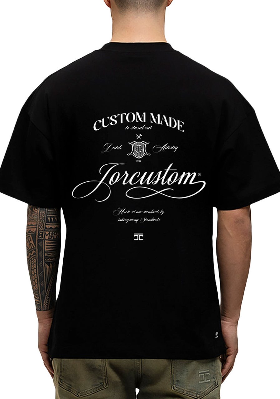 JORCUSTOM Handscri Loose Fit T-Shirt Black Zwart