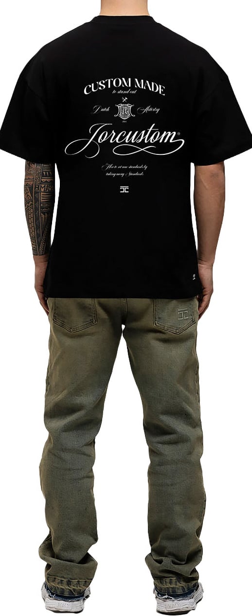 JORCUSTOM Handscri Loose Fit T-Shirt Black Zwart