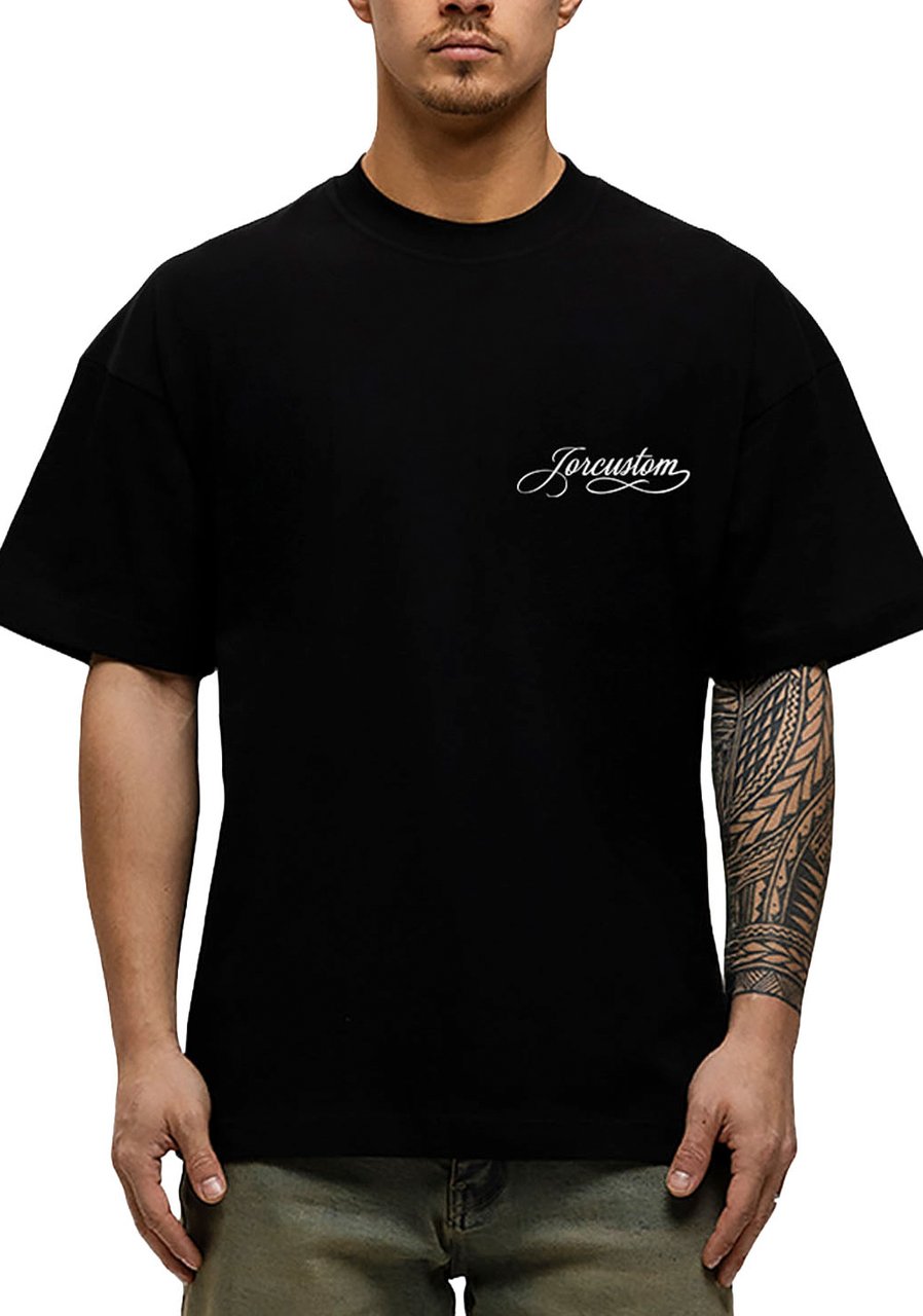 JORCUSTOM Handscri Loose Fit T-Shirt Black Zwart