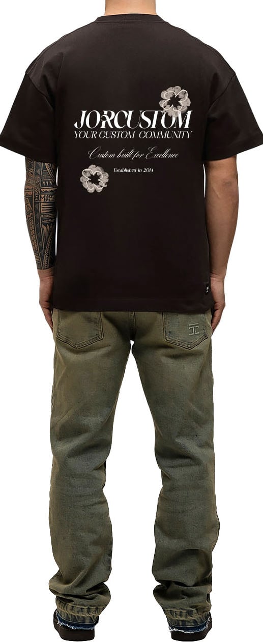 JORCUSTOM Flowers Loose Fit T-Shirt Brown Bruin