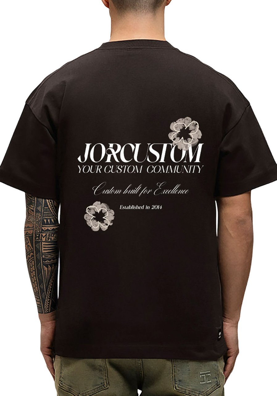 JORCUSTOM Flowers Loose Fit T-Shirt Brown Bruin