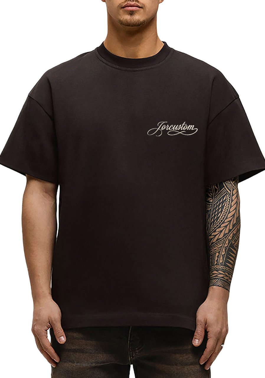 JORCUSTOM Handscri Loose Fit T-Shirt Brown Bruin