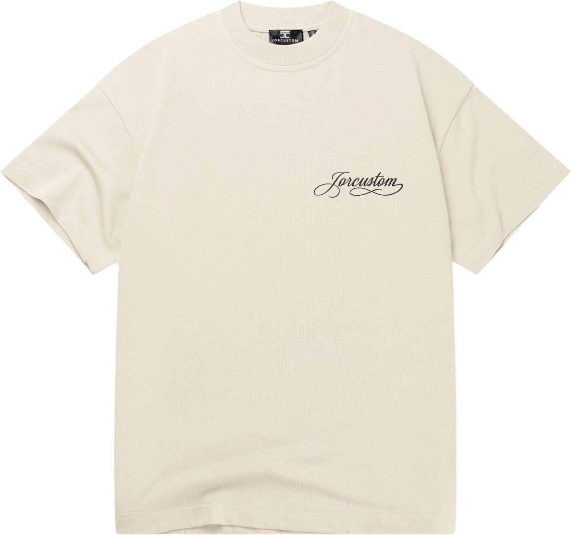 JORCUSTOM Handscri Loose Fit T-Shirt Creme Beige