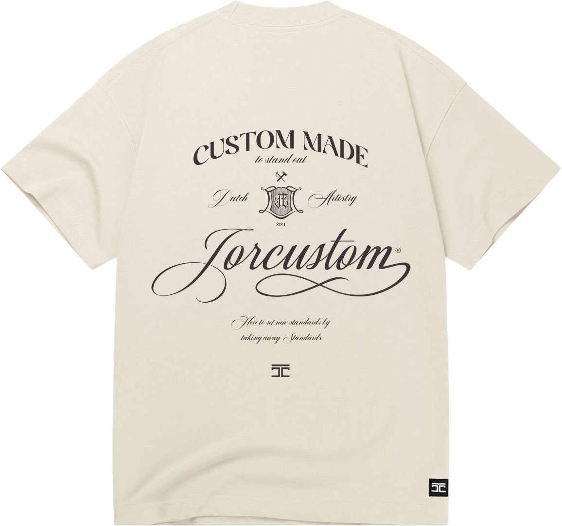 JORCUSTOM Handscri Loose Fit T-Shirt Creme Beige