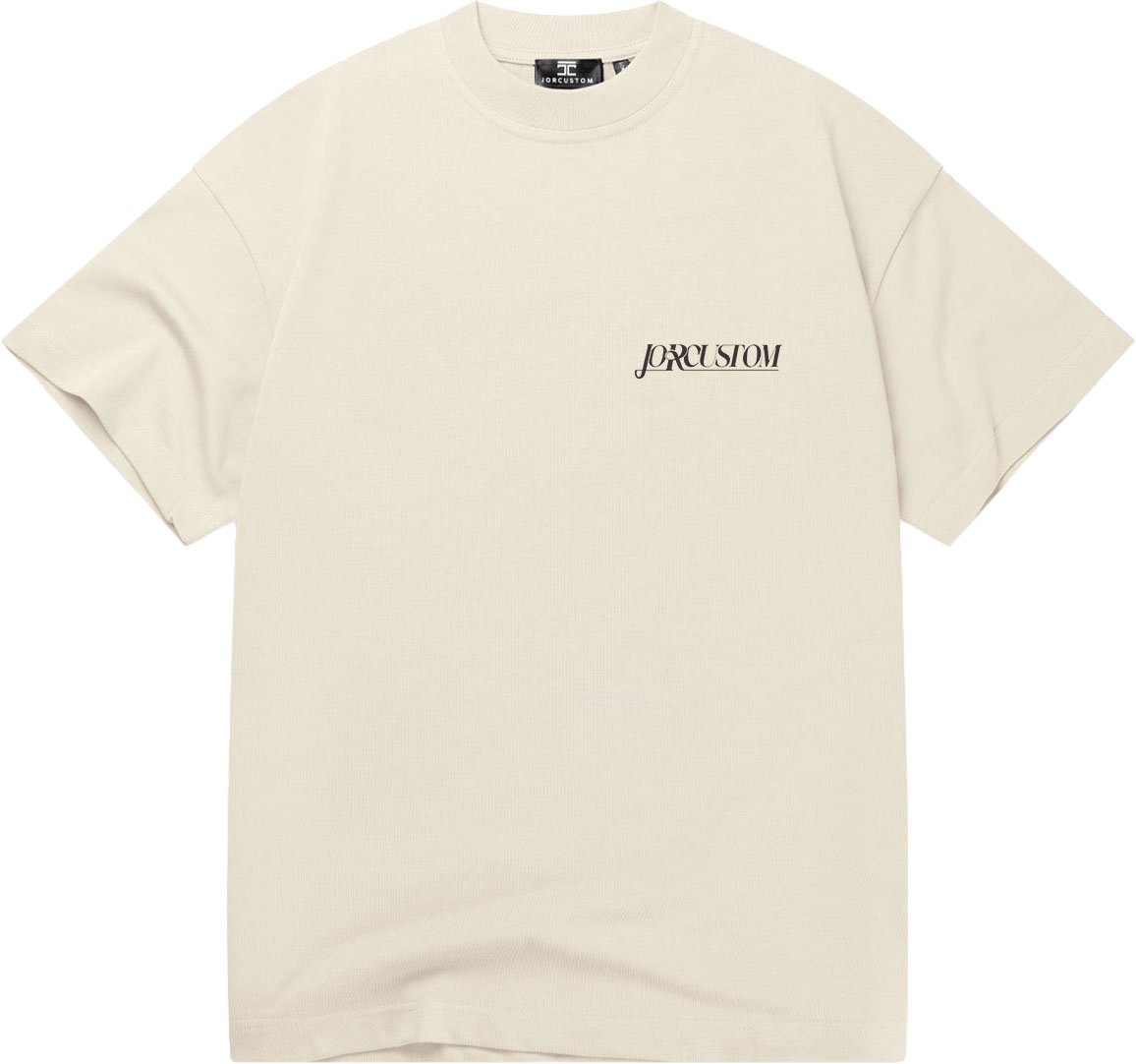 JORCUSTOM Script Loose Fit T-Shirt Creme Beige