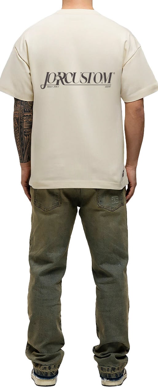 JORCUSTOM Script Loose Fit T-Shirt Creme Beige