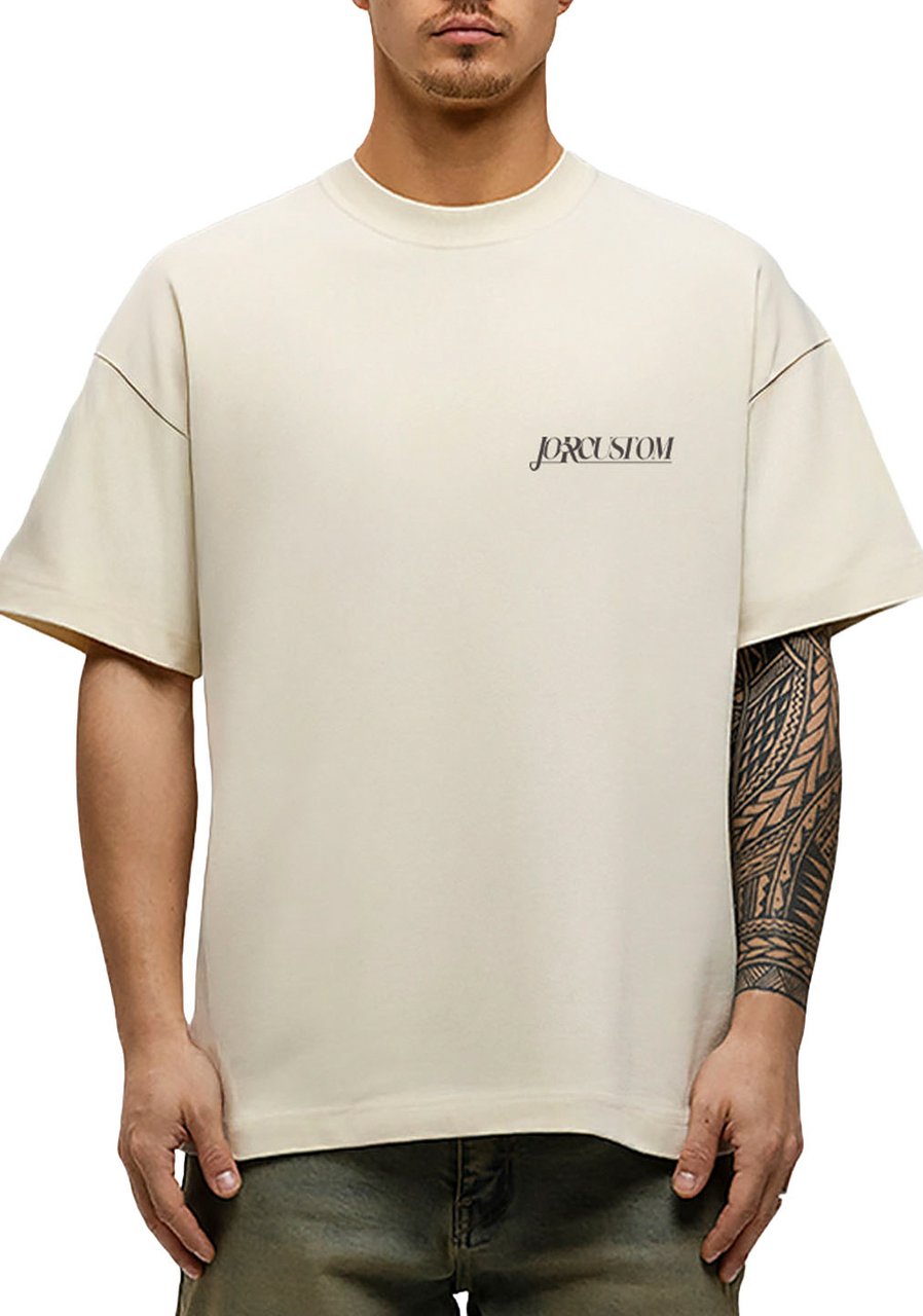 JORCUSTOM Script Loose Fit T-Shirt Creme Beige