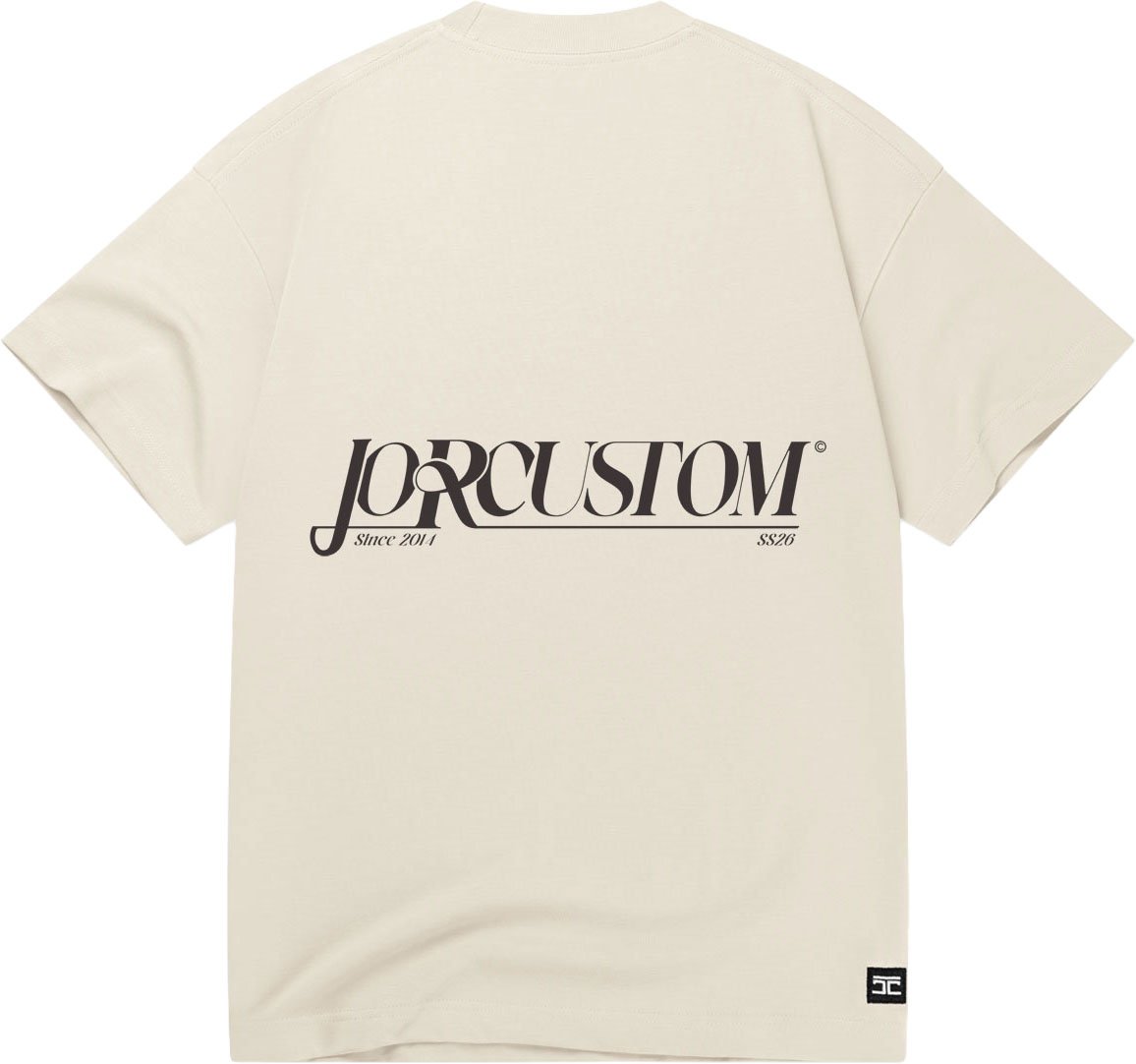 JORCUSTOM Script Loose Fit T-Shirt Creme Beige
