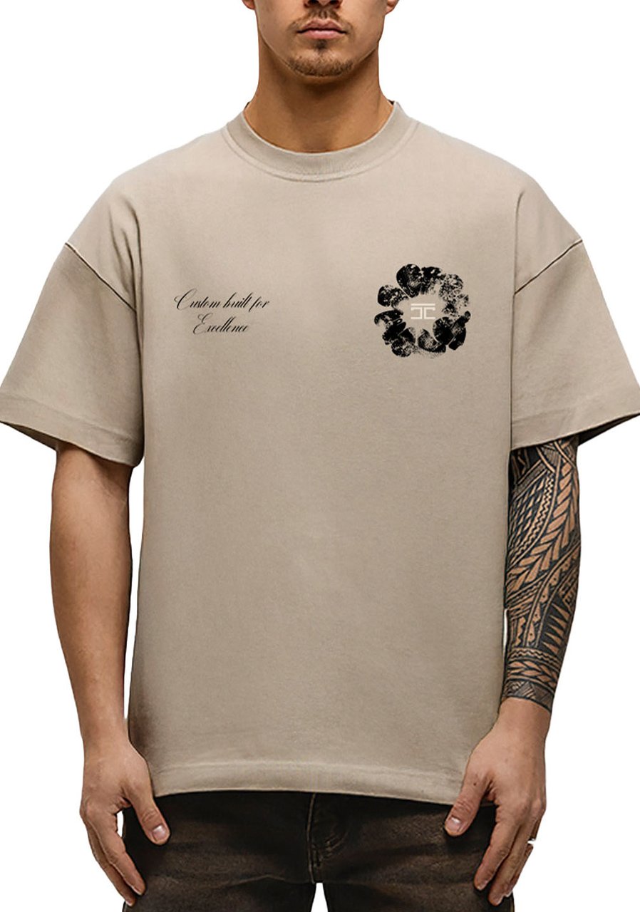JORCUSTOM Flowers Loose Fit T-Shirt Taupe Taupe