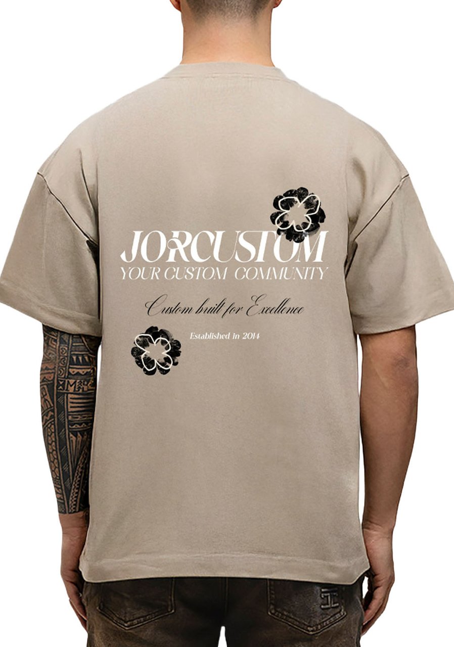 JORCUSTOM Flowers Loose Fit T-Shirt Taupe Taupe