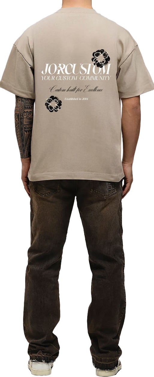 JORCUSTOM Flowers Loose Fit T-Shirt Taupe Taupe
