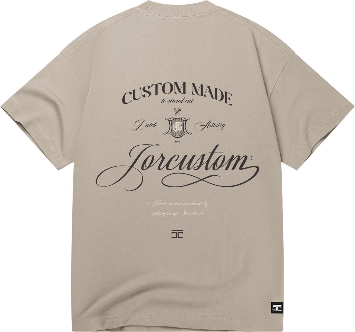 JORCUSTOM Handscri Loose Fit T-Shirt Taupe Taupe