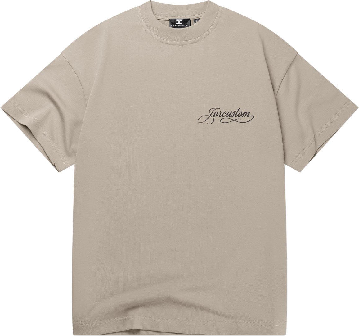 JORCUSTOM Handscri Loose Fit T-Shirt Taupe Taupe