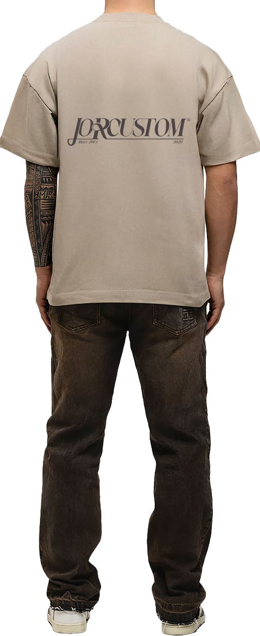 JORCUSTOM Script Loose Fit T-Shirt Taupe Taupe