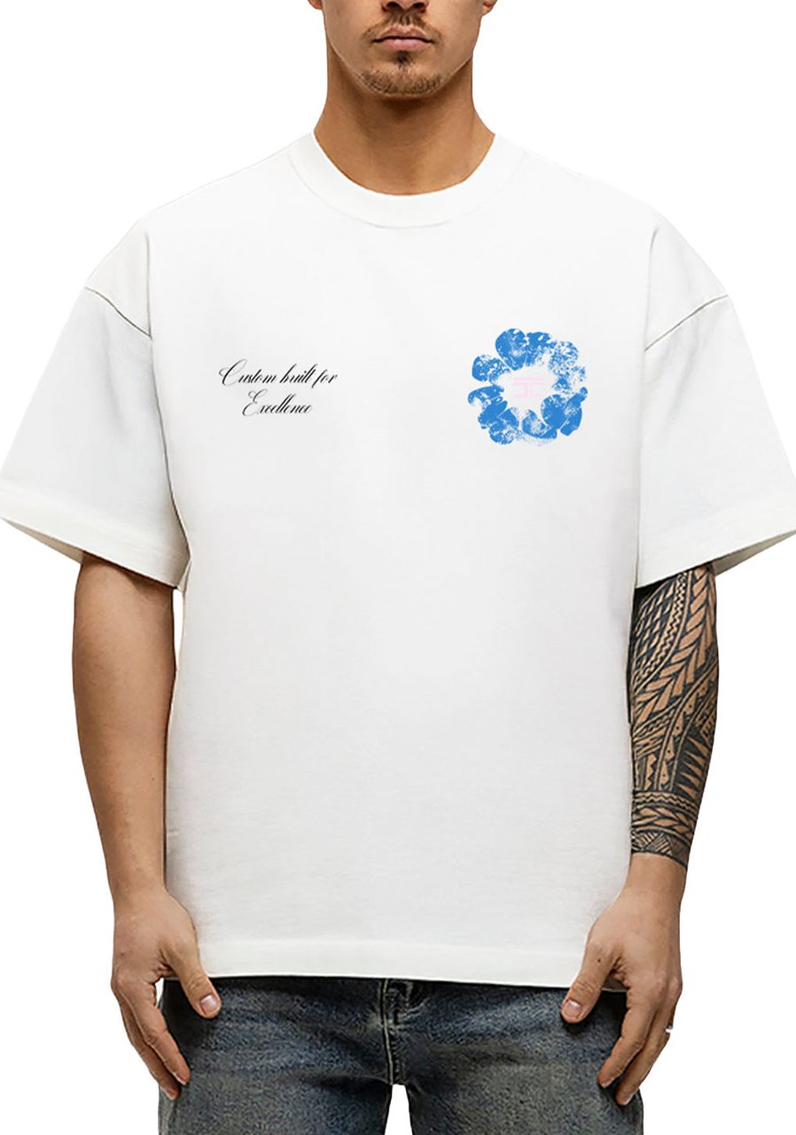JORCUSTOM Flowers Loose Fit T-Shirt White Wit