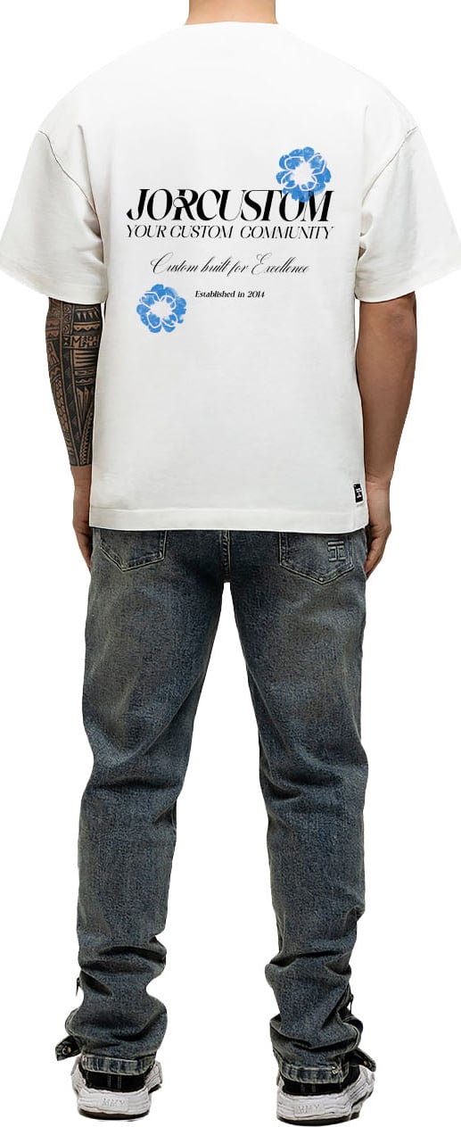 JORCUSTOM Flowers Loose Fit T-Shirt White Wit