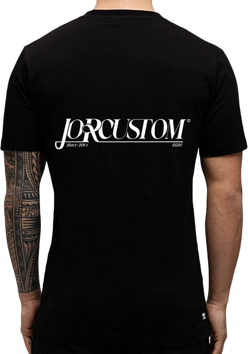 JORCUSTOM Script Slim Fit T-Shirt Black Zwart