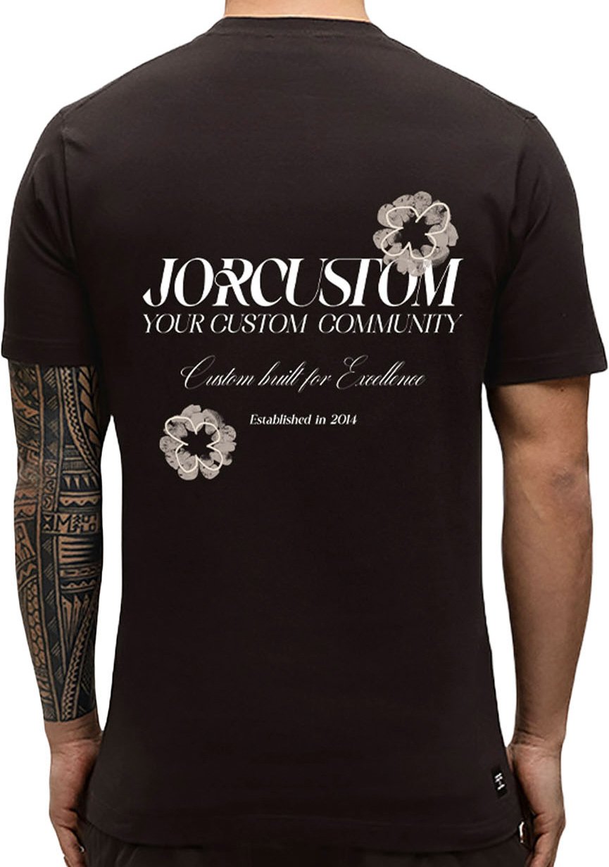 JORCUSTOM Flowers Slim Fit T-Shirt Brown Bruin
