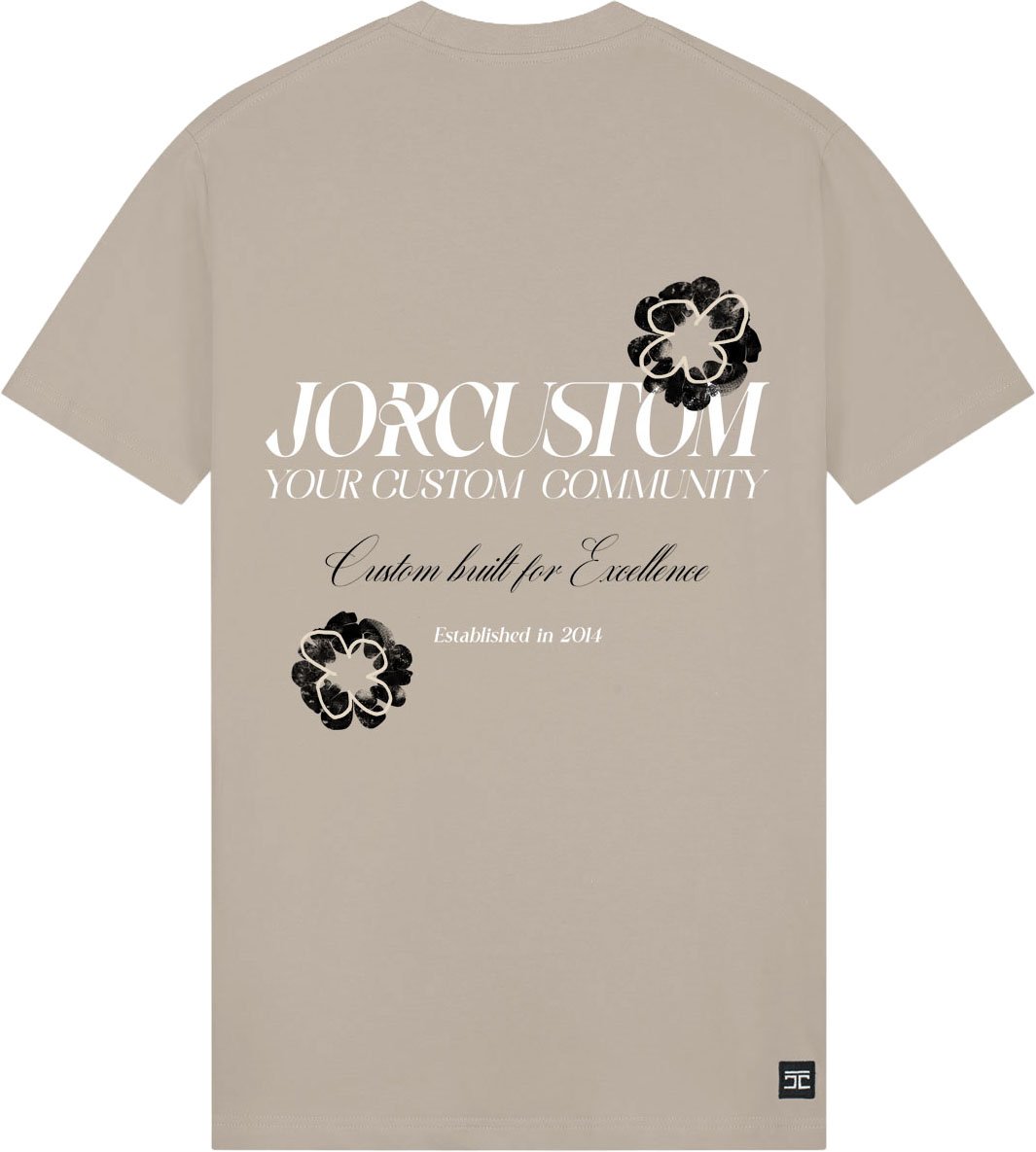 JORCUSTOM Flowers Slim Fit T-Shirt Taupe Taupe