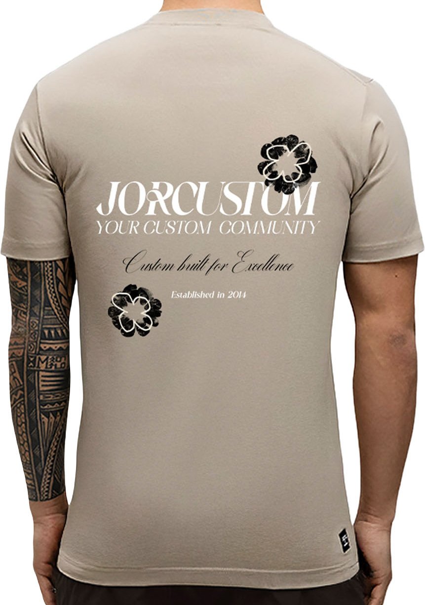 JORCUSTOM Flowers Slim Fit T-Shirt Taupe Taupe