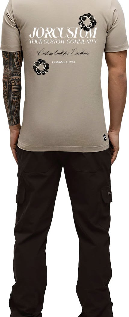 JORCUSTOM Flowers Slim Fit T-Shirt Taupe Taupe