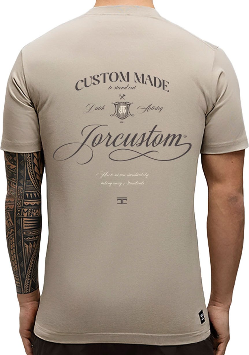 JORCUSTOM Handscri Slim Fit T-Shirt Taupe Taupe