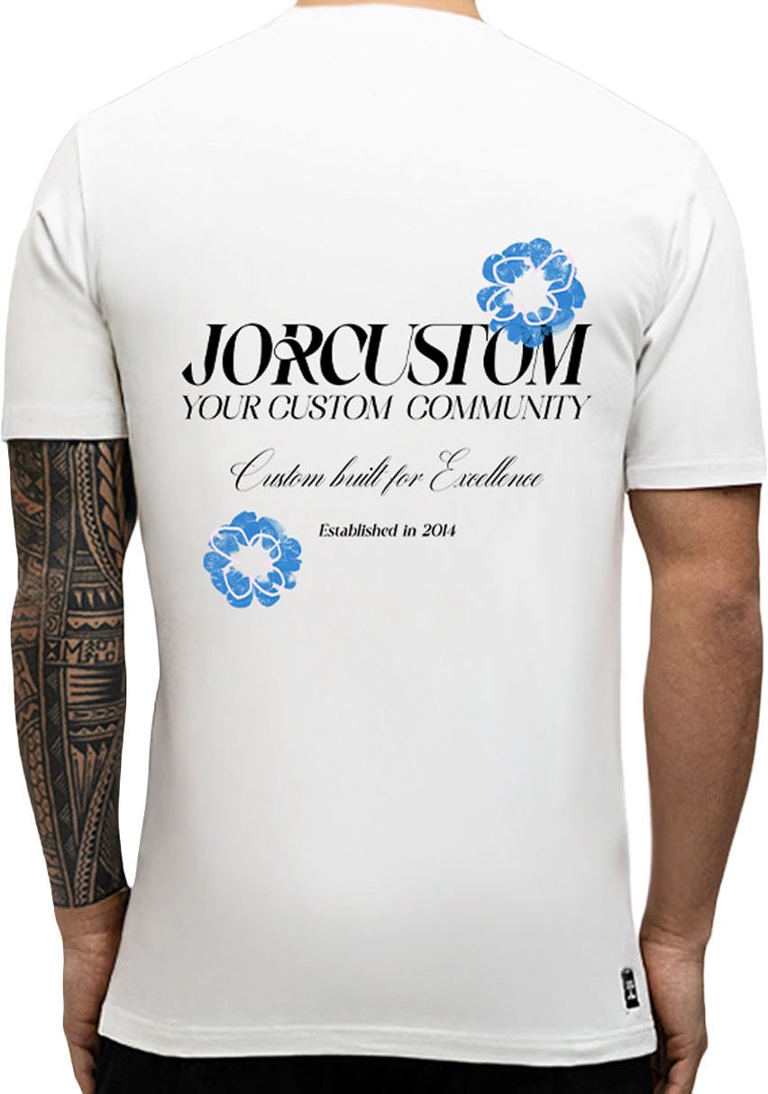 JORCUSTOM Flowers Slim Fit T-Shirt White Wit